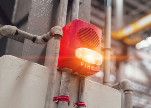 Fire alarm going off in an industrial facility