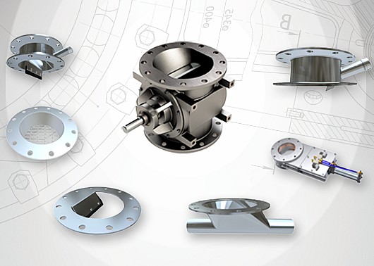 An ACS Valves MD Series Rotary Airlock Valve with Accessories
