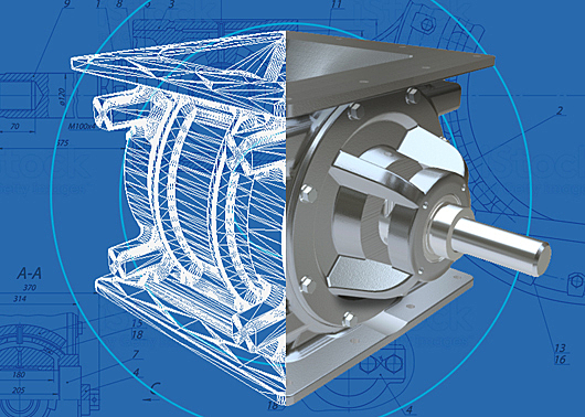 3D framework of a CI Series rotary airlock valve by ACS Valves