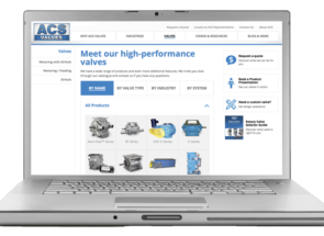 ACS Valves Website on Laptop