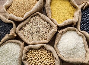 Bags of feed, grain and other material conveyed in food industry