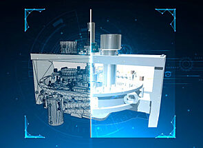 A gypsum pin mixer with an overlay of a digital x-ray effect