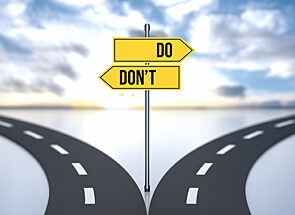 A crossroads with DO and DON'T signs pointing in either direction