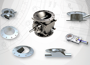 An ACS Valves MD Series Rotary Airlock Valve with Accessories