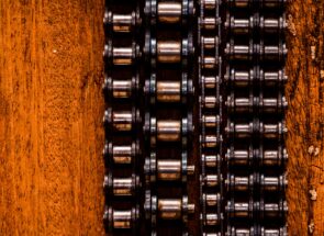 Close-up of a drive chain, part of a healthy rotary valve