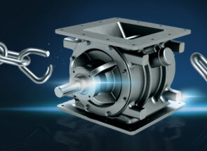 rotary valve with square flange breaking free from a chain