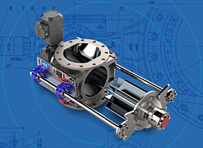 Quick-Clean rotary airlock valve on rail system by ACS Valves